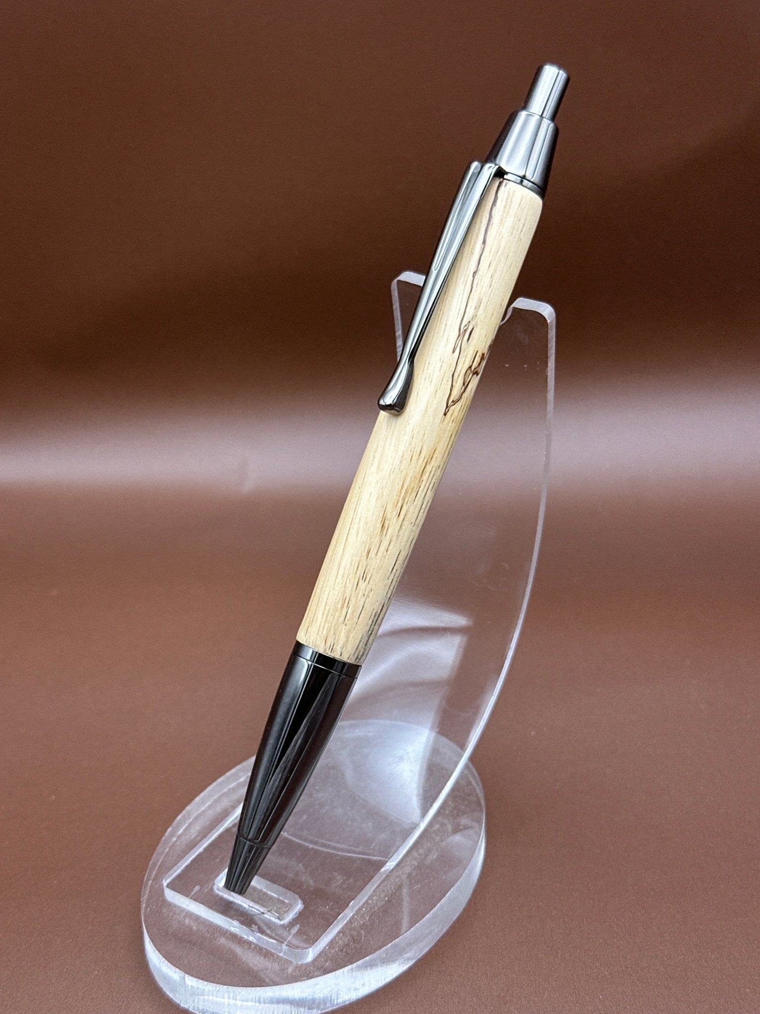 Spalted Tamarind Gunmetal click pen - White Oaks Woodworking