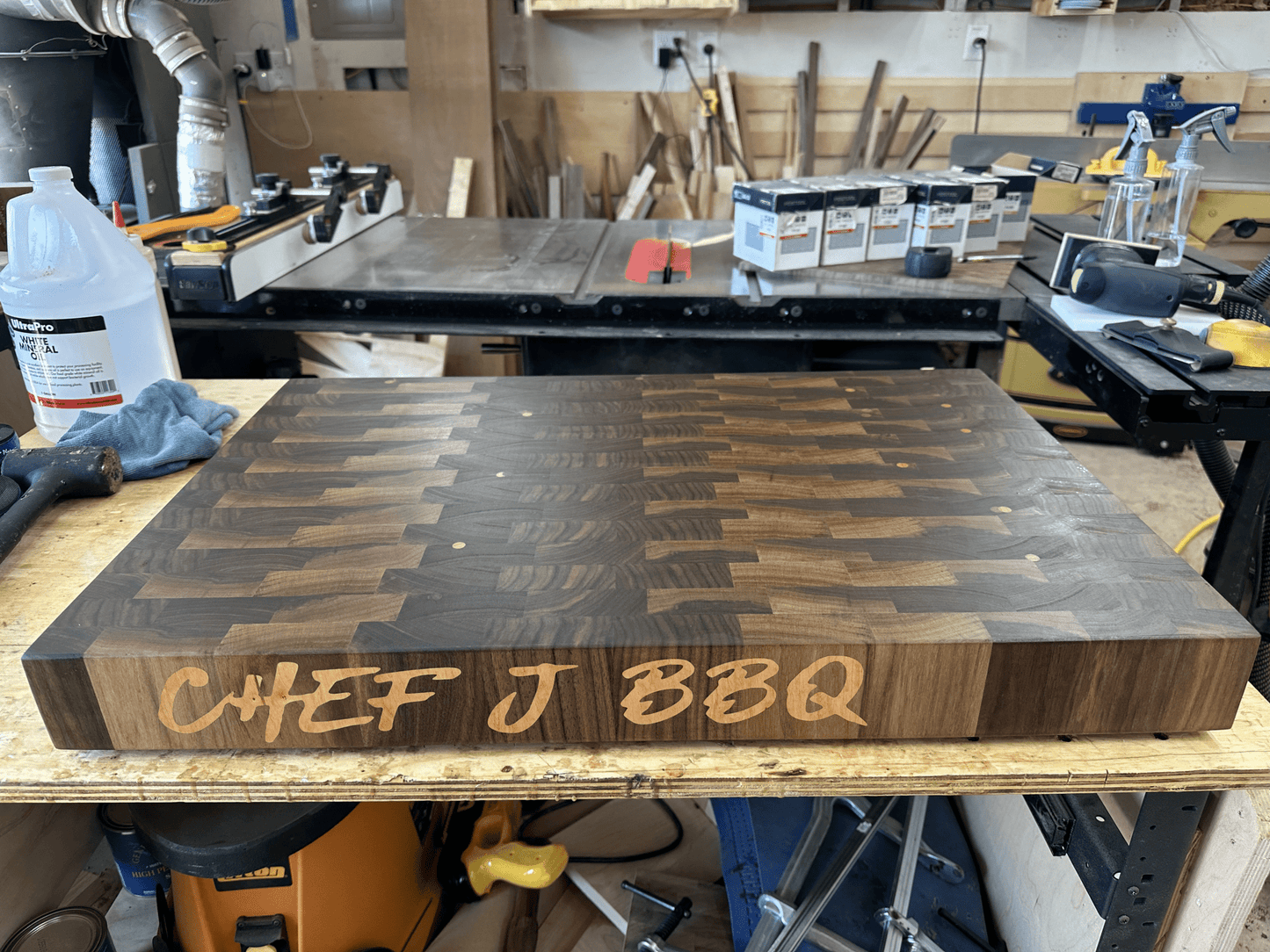End Grain Cutting Board (Walnut) - White Oaks Woodworking